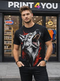 Fierce Wolf – Graphic Black Round-Neck Unisex T-Shirt